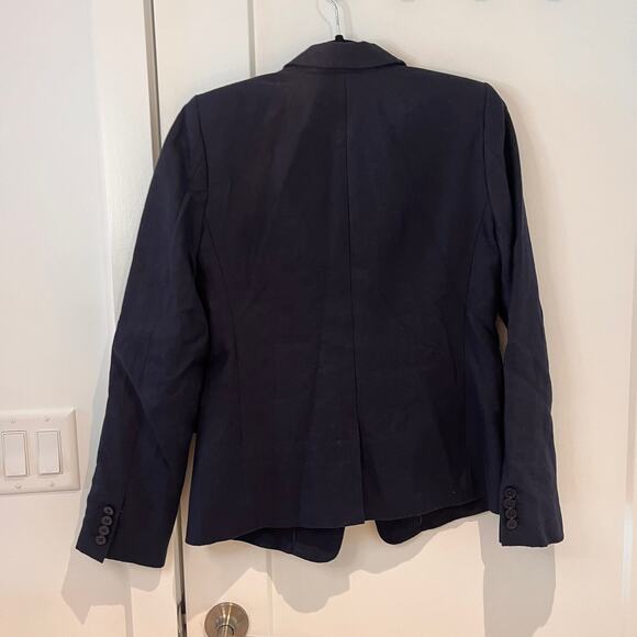J Crew Dark Blue 100% Linen Tailored Blazer Sz 8 - Picture 2 of 8